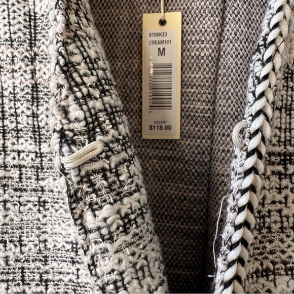 NWT Max Studio Tweed Nautical knit Blazer Sweater cardigan neutral Medium - Picture 7 of 12